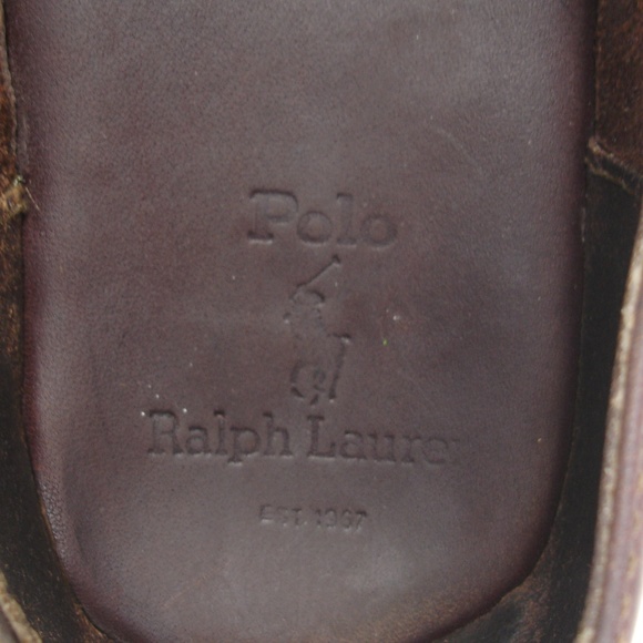 POLO RALPH LAUREN BROWN OIL LEATHER LOAFERS 10.5 D main image 8